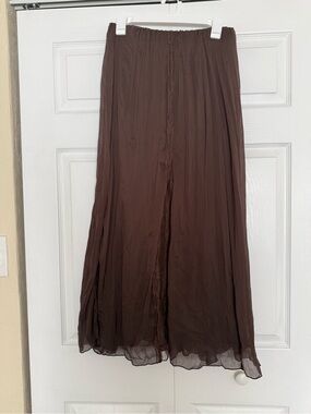 Zara Chocolate Brown Flowing Maxi Skirt